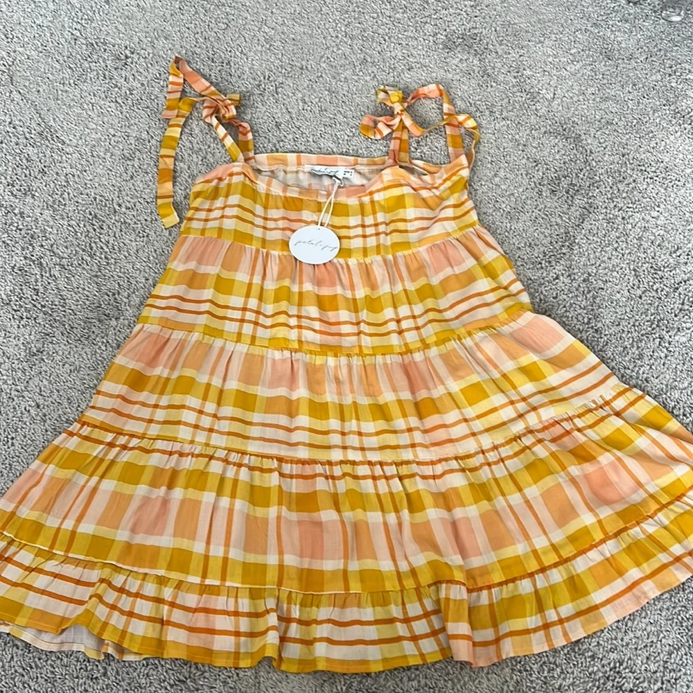Petal & Pup Yellow and Peach Plaid Mini Dress - Picture 7 of 15